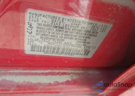 2019 Nissan Sentra Sr z USA, uszkodzony, nr VIN 3N1AB7AP0KY359380